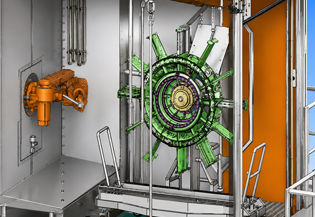 3D diagram illustrating the automation process for cleaning aerospace components