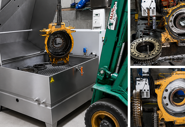Degreasing a mechanical part in a parts cleaning machine prior to delivery