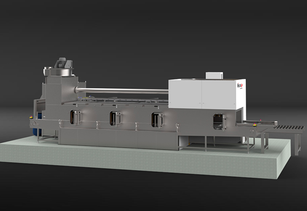 Washing tunnel with 4 access hatches