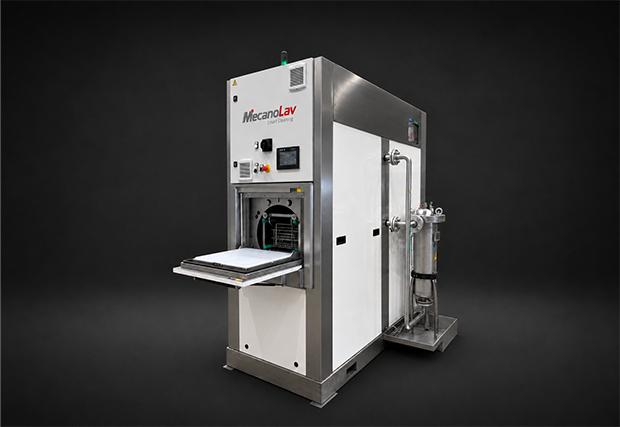 MecanoJET machine with the door open for unloading the basket